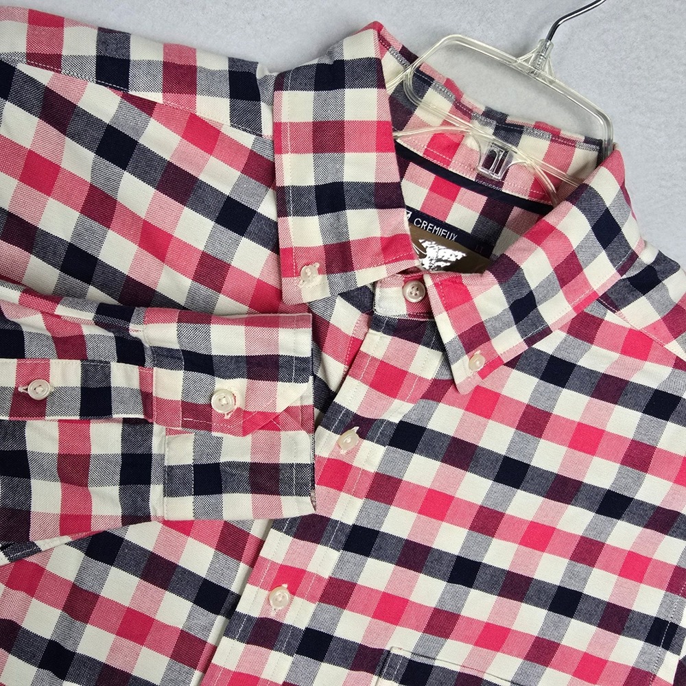 CREMIEUX CLASSICS Mens LT  Red Navy Gingham Plaid Long Sleeve Button‎ Shirt Tall